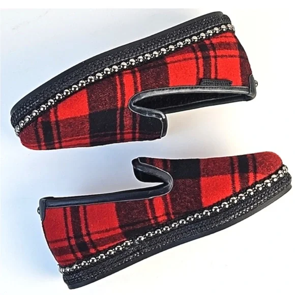 Chelsea & Violet Red Buffalo Plaid Conie Style Slip On Loafers - Picture 4 of 8